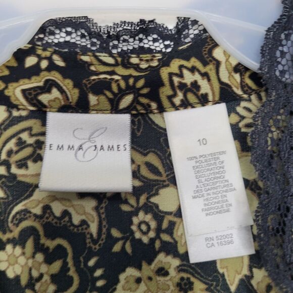 Dark victorian paisley print lace enchanting charming cap sleeve blouse size 10 - Picture 4 of 6